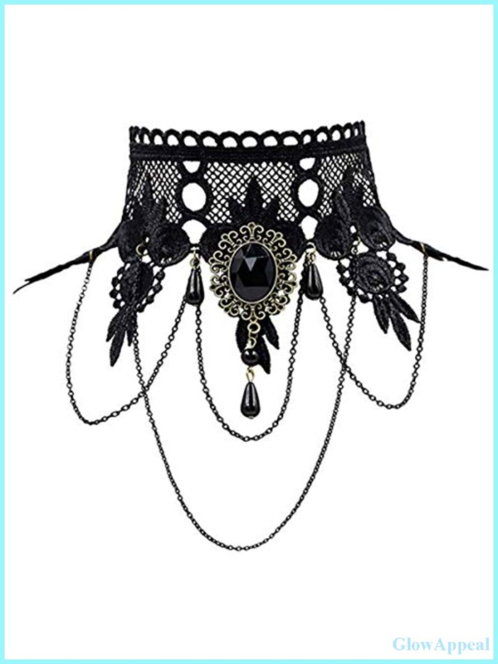 Halloween Choker Necklace Lace Rhinestone Zircon Adjustable Costume Jewelry